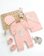 طقم الولادة والسبوع قطن حديث الولادة - بناتي