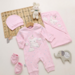 طقم الولادة والسبوع قطن حديث الولادة - بناتي