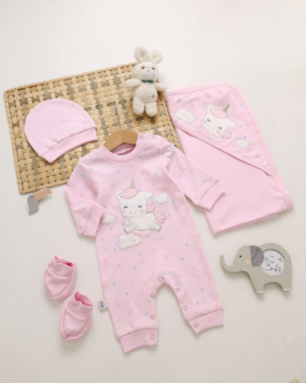 طقم الولادة والسبوع قطن حديث الولادة - بناتي