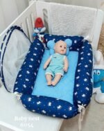 ⁦بيبي نست مع مخدة وناموسية - السنافر⁩ - الصورة ⁦2⁩