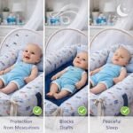 ⁦بيبي نست مع مخدة وناموسية - السنافر⁩ - الصورة ⁦5⁩