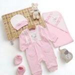 طقم الولادة والسبوع قطن حديث الولادة - بناتي