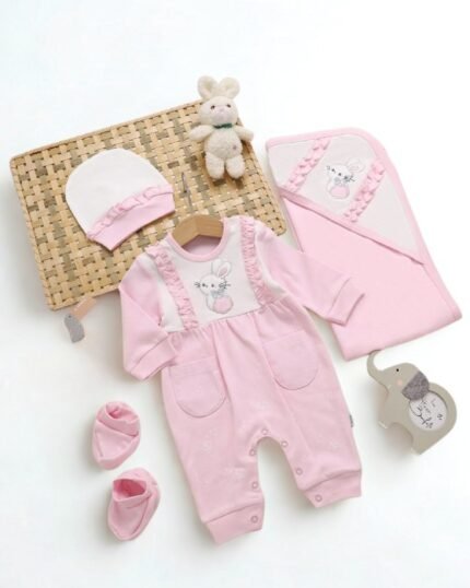 طقم الولادة والسبوع قطن حديث الولادة - بناتي