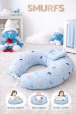 ⁦مخدة رضاعة مع مخدة رأس ورباط - السنافر⁩ - الصورة ⁦2⁩