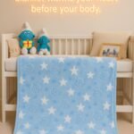 بطانية السنافر حفر مطبوع طبقتين سادة تركي