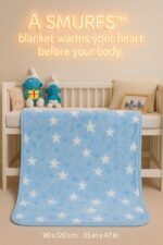 بطانية السنافر حفر مطبوع طبقتين سادة تركي