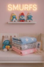 ⁦بطانية السنافر حفر مطبوع طبقتين سادة تركي⁩ - الصورة ⁦16⁩