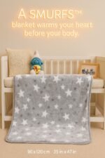 ⁦بطانية السنافر حفر مطبوع طبقتين سادة تركي⁩ - الصورة ⁦3⁩