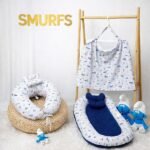 سيت 3 قطع ناموسية جامبو و مخدة الرضاعة و ساتر الرضاعة - السنافر