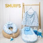 سيت 3 قطع ناموسية جامبو و مخدة الرضاعة و ساتر الرضاعة - السنافر