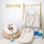 سيت 3 قطع ناموسية جامبو و مخدة الرضاعة و ساتر الرضاعة - السنافر