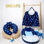 سيت 3 قطع ناموسية جامبو و مخدة الرضاعة و ساتر الرضاعة - السنافر