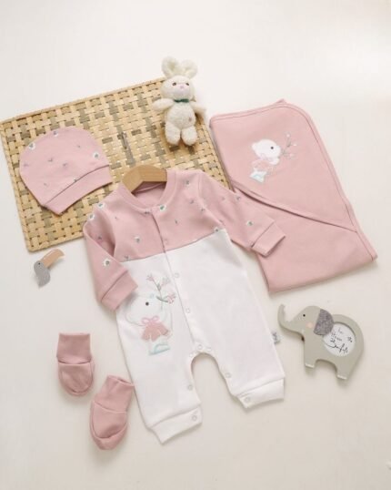 طقم الولادة والسبوع قطن حديث الولادة - بناتي