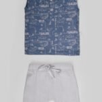 طقم بيجامة تي شيرت وشورت - جونيور