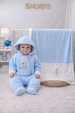 سيت بيبي سالوبيت وبطانية من السنافر - شتوي