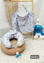 ⁦سيت مخدة الرضاعة و ساتر الرضاعة قطن ناعم - السنافر⁩ - الصورة ⁦3⁩