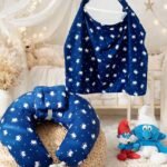 سيت مخدة الرضاعة و ساتر الرضاعة قطن ناعم - السنافر