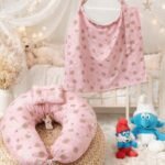 سيت مخدة الرضاعة و ساتر الرضاعة قطن ناعم - السنافر