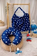 ⁦سيت مخدة الرضاعة و ساتر الرضاعة قطن ناعم - السنافر⁩ - الصورة ⁦2⁩