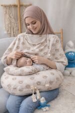 ⁦سيت مخدة الرضاعة و ساتر الرضاعة قطن ناعم - السنافر⁩ - الصورة ⁦4⁩