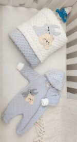 ⁦سيت بيبي سالوبيت وبطانية من السنافر - شتوي⁩ - الصورة ⁦5⁩