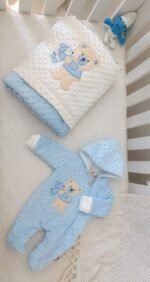 ⁦سيت بيبي سالوبيت وبطانية من السنافر - شتوي⁩ - الصورة ⁦6⁩